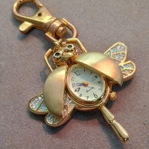 Gold Dragonfly Keychain Watch